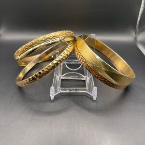 Lot of 5 Gold Tone Bangle Bracelets